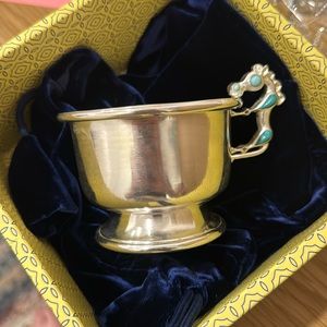 Silver and turquoise tea cups